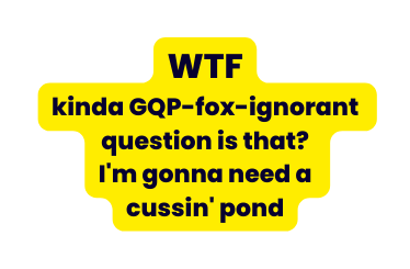 WTF kinda GQP fox ignorant question is that I m gonna need a cussin pond